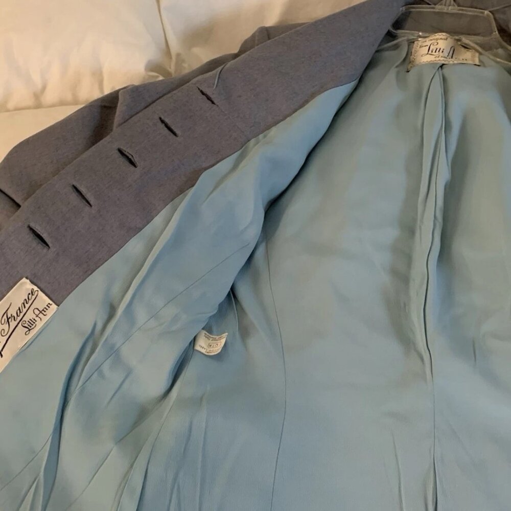ICONIC 1950s LILLI ANN Couture-Level Wool Skirt Suit | Glass Rhinestone Buttons - Picture 6 of 12
